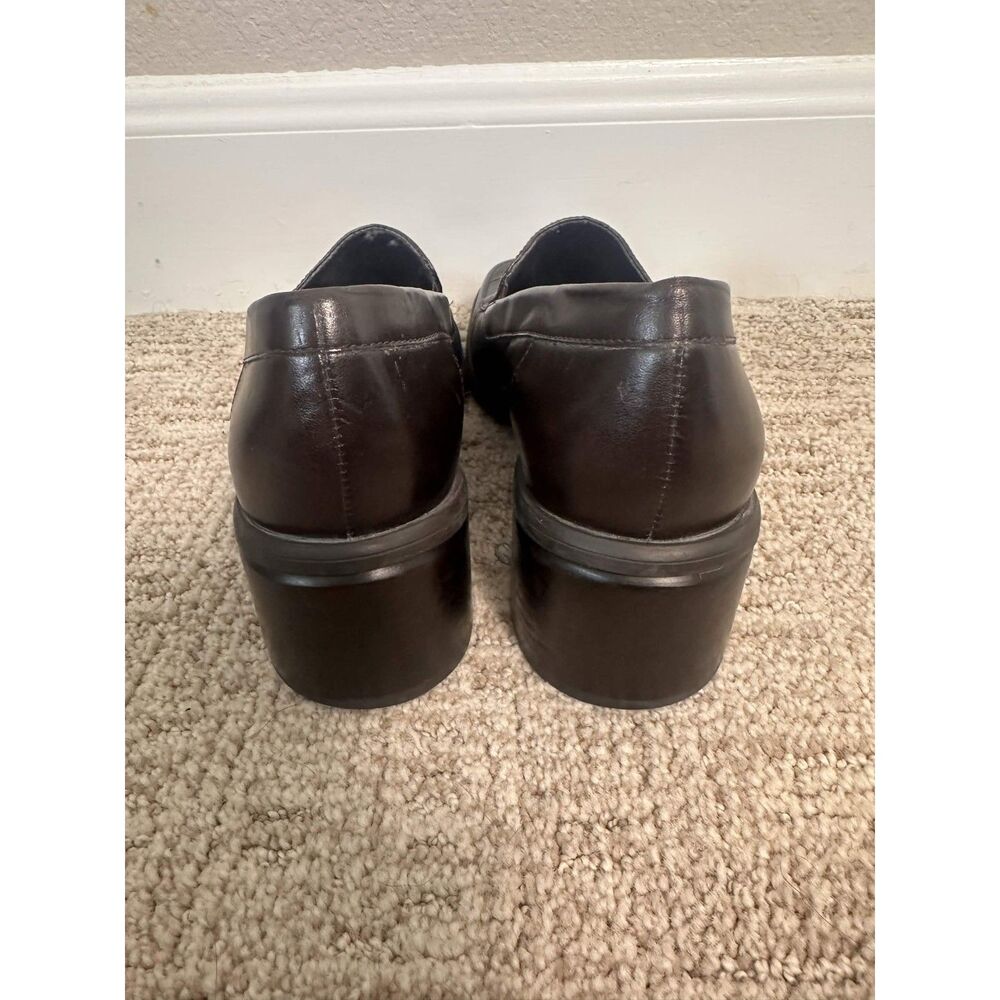 Naturalizer Brown Leather Block Heel Loafers Dark Academia Y2K Women's Size 7 M - Picture 4 of 7